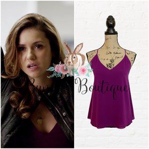 Elena Gilbert's Alice + Olivia T-back Double Strap Silk Top The Vampire Diaries